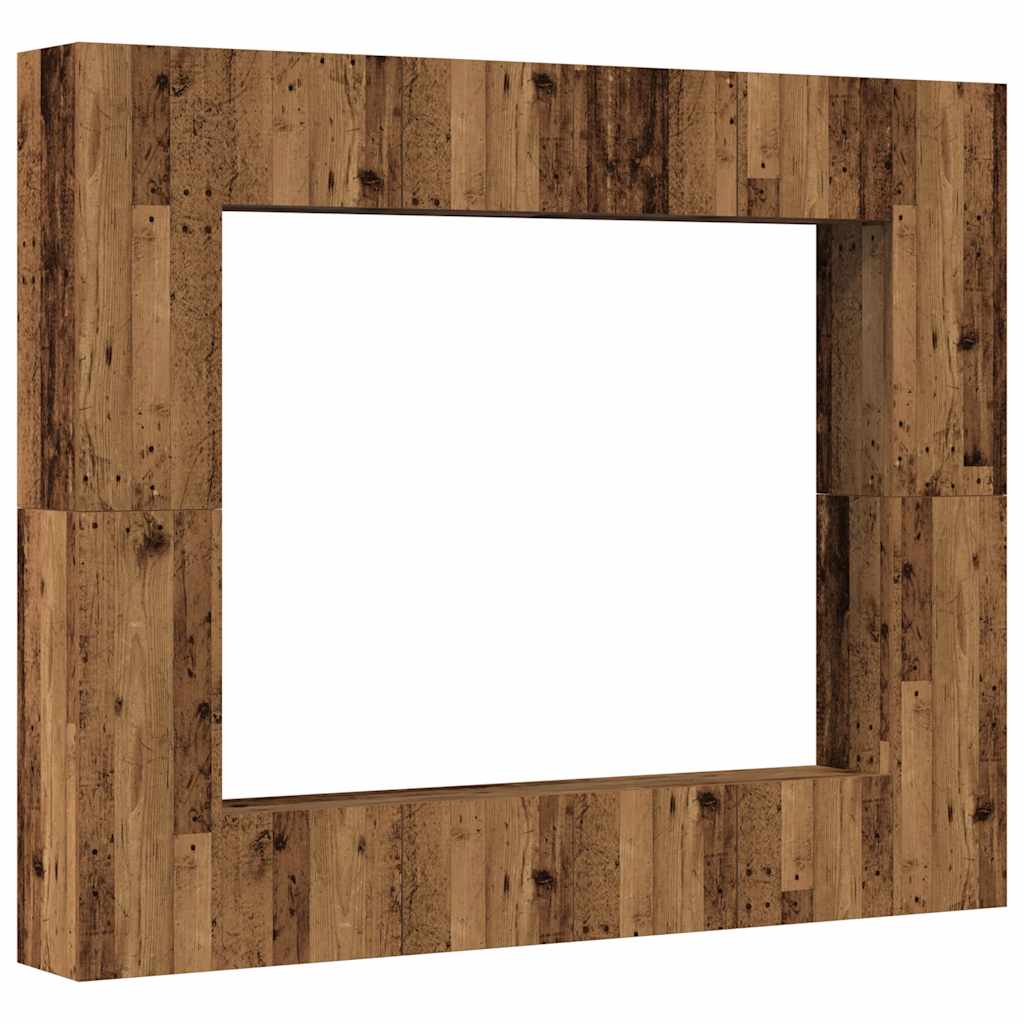 8 Piece Wall-mounted TV Cabinet Set Old Wood Engineered Wood