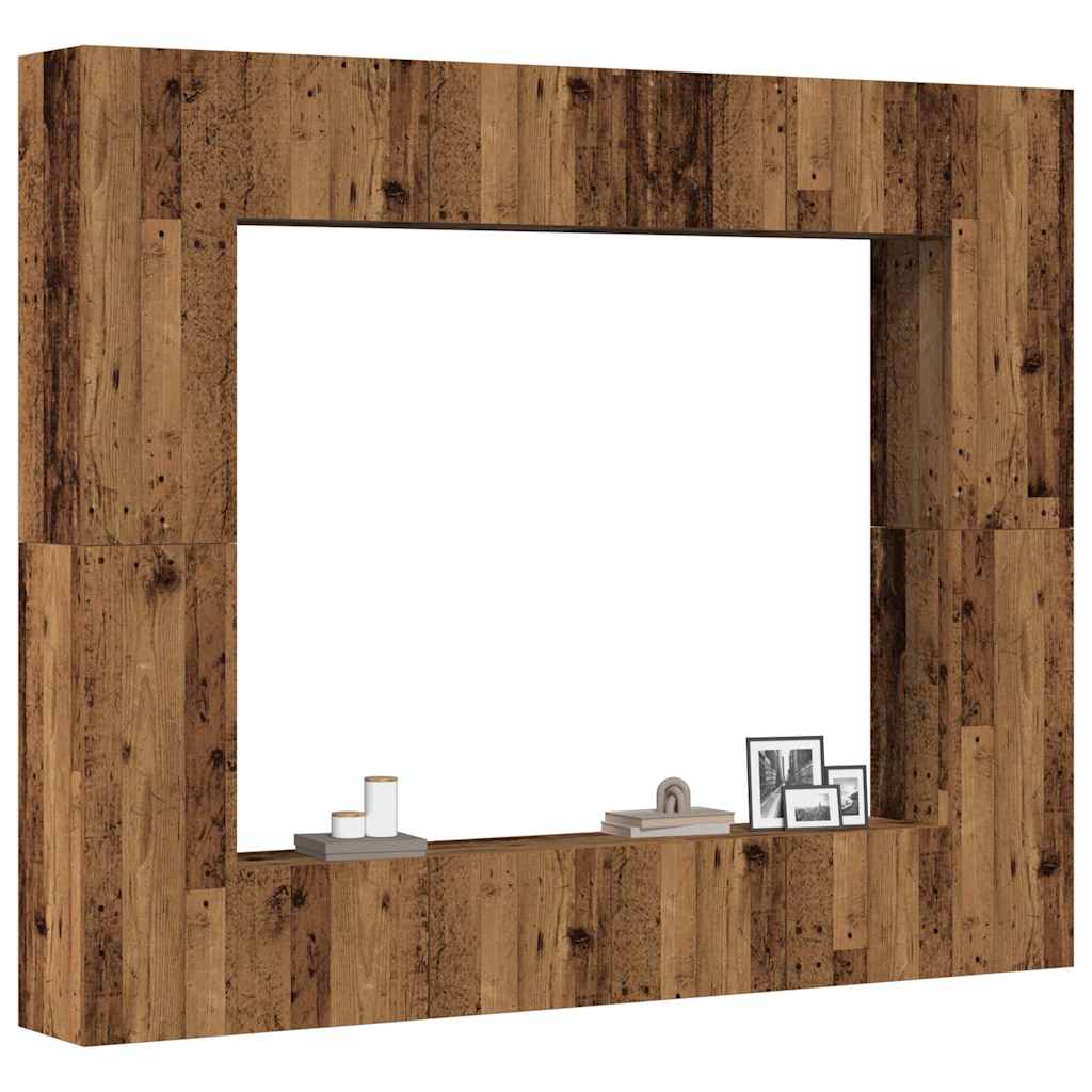 8 Piece Wall-mounted TV Cabinet Set Old Wood Engineered Wood