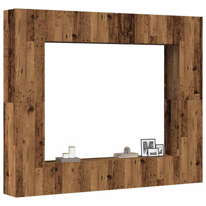 8 Piece Wall-mounted TV Cabinet Set Old Wood Engineered Wood