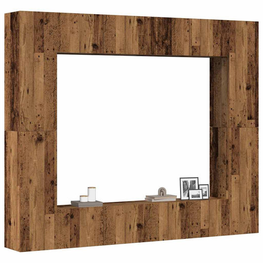 8 Piece Wall-mounted TV Cabinet Set Old Wood Engineered Wood