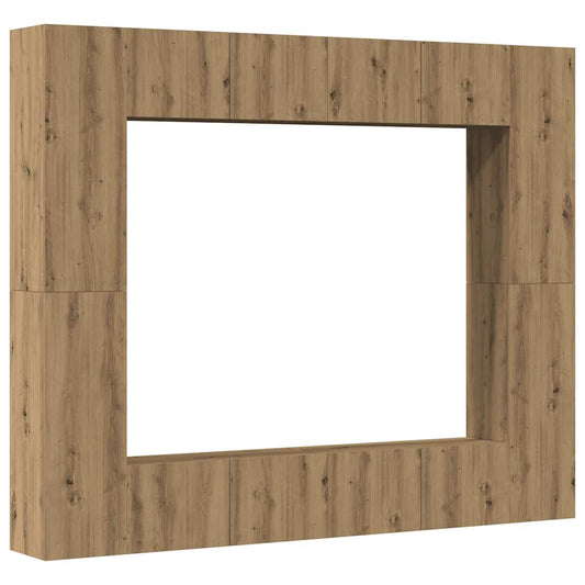 8 Piece Wall-mounted TV Cabinet Set Artisan Oak Engineered Wood