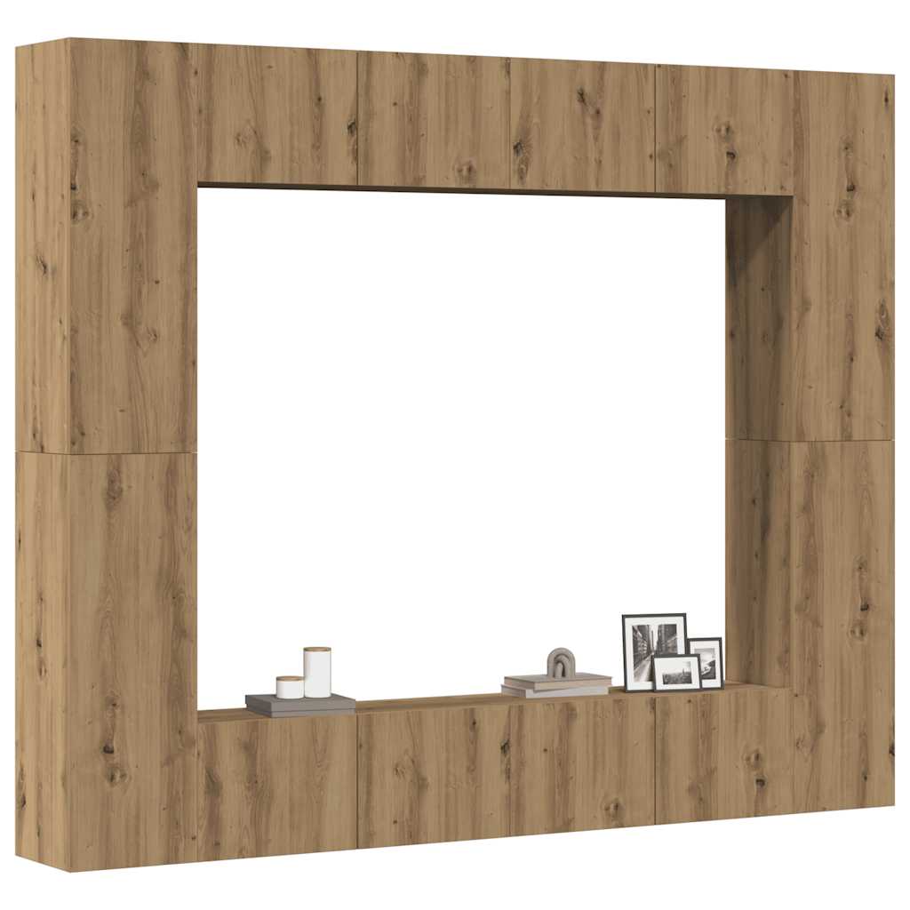 8 Piece Wall-mounted TV Cabinet Set Artisan Oak Engineered Wood