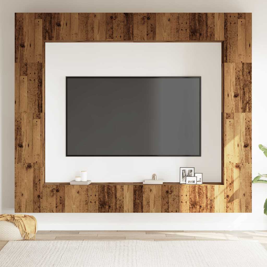 8 Piece Wall-mounted TV Cabinet Set Old Wood Engineered Wood