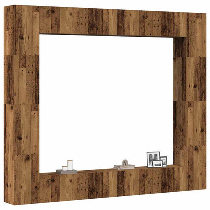 8 Piece Wall-mounted TV Cabinet Set Old Wood Engineered Wood