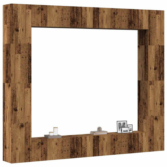 8 Piece Wall-mounted TV Cabinet Set Old Wood Engineered Wood