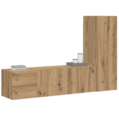3 Piece Wall-mounted TV Cabinet Set Artisan Oak Engineered Wood