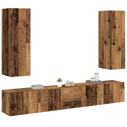 Wall Mounted TV cabinets 5 pcs Old Wood Engineered Wood