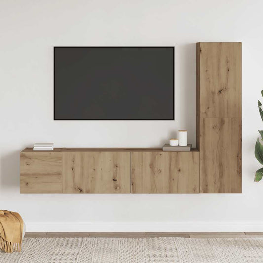 Wall Mounted TV cabinets 3 pcs Artisan Oak Engineered Wood