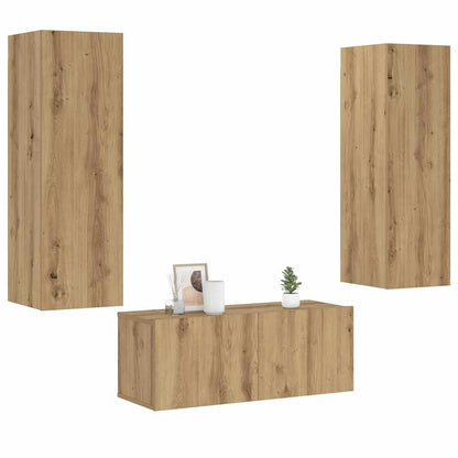 Wall Mounted TV cabinets 3 pcs Artisan Oak Engineered Wood
