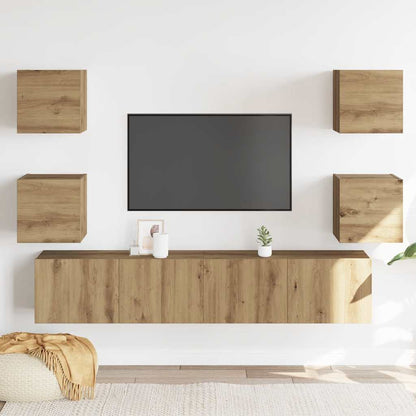 6 Piece Wall-mounted TV Cabinet Set Artisan Oak Engineered Wood