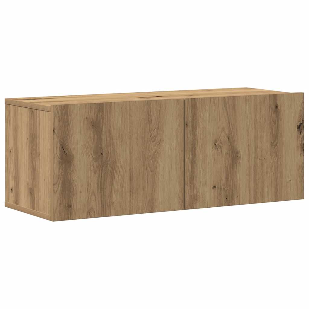 4 Piece Wall-mounted TV Cabinet Set Artisan Oak Engineered Wood