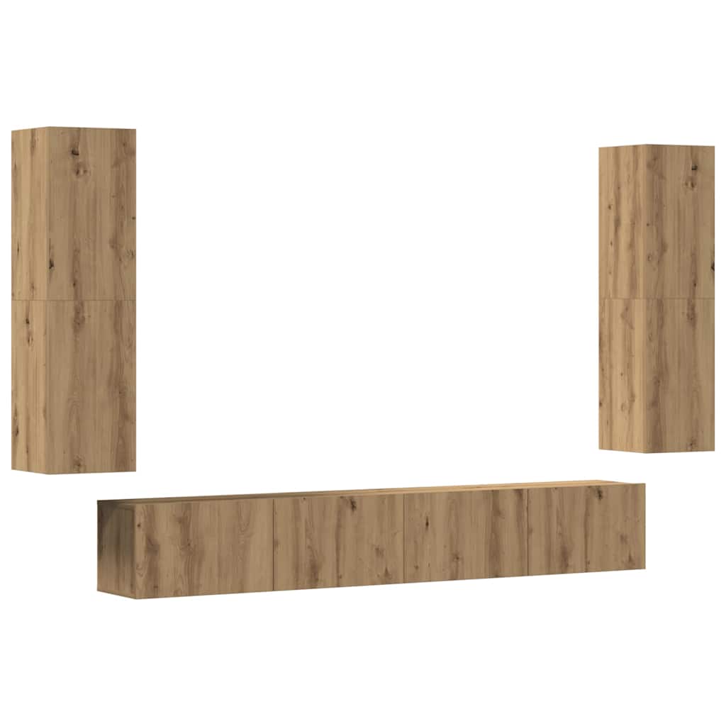 Wall Mounted TV cabinets 4 pcs Artisan Oak Engineered Wood