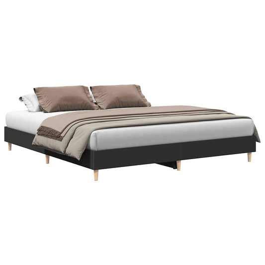 Bed Frame | Black | Engineered Wood, Solid Pine Wood, Plywood