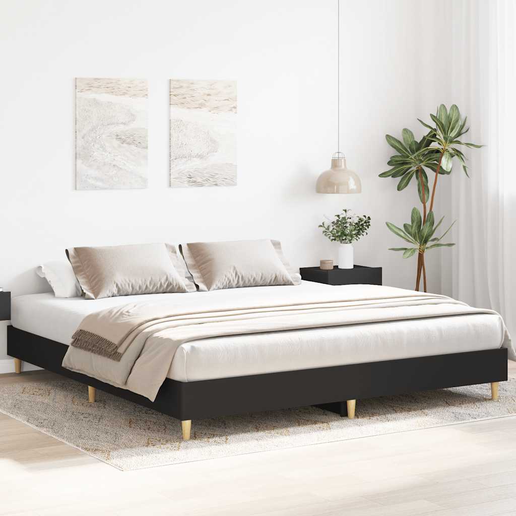 Bed Frame | Black | Engineered Wood, Solid Pine Wood, Plywood