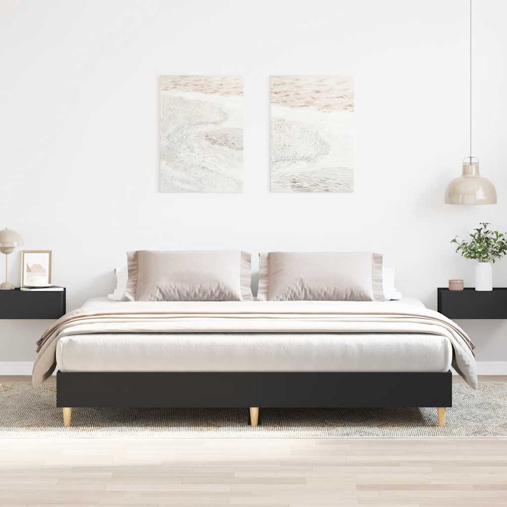 Bed Frame | Black | Engineered Wood, Solid Pine Wood, Plywood