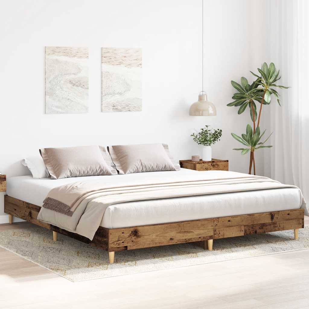 Bed Frame without Mattress Old Wood 180x200cm Engineered Wood