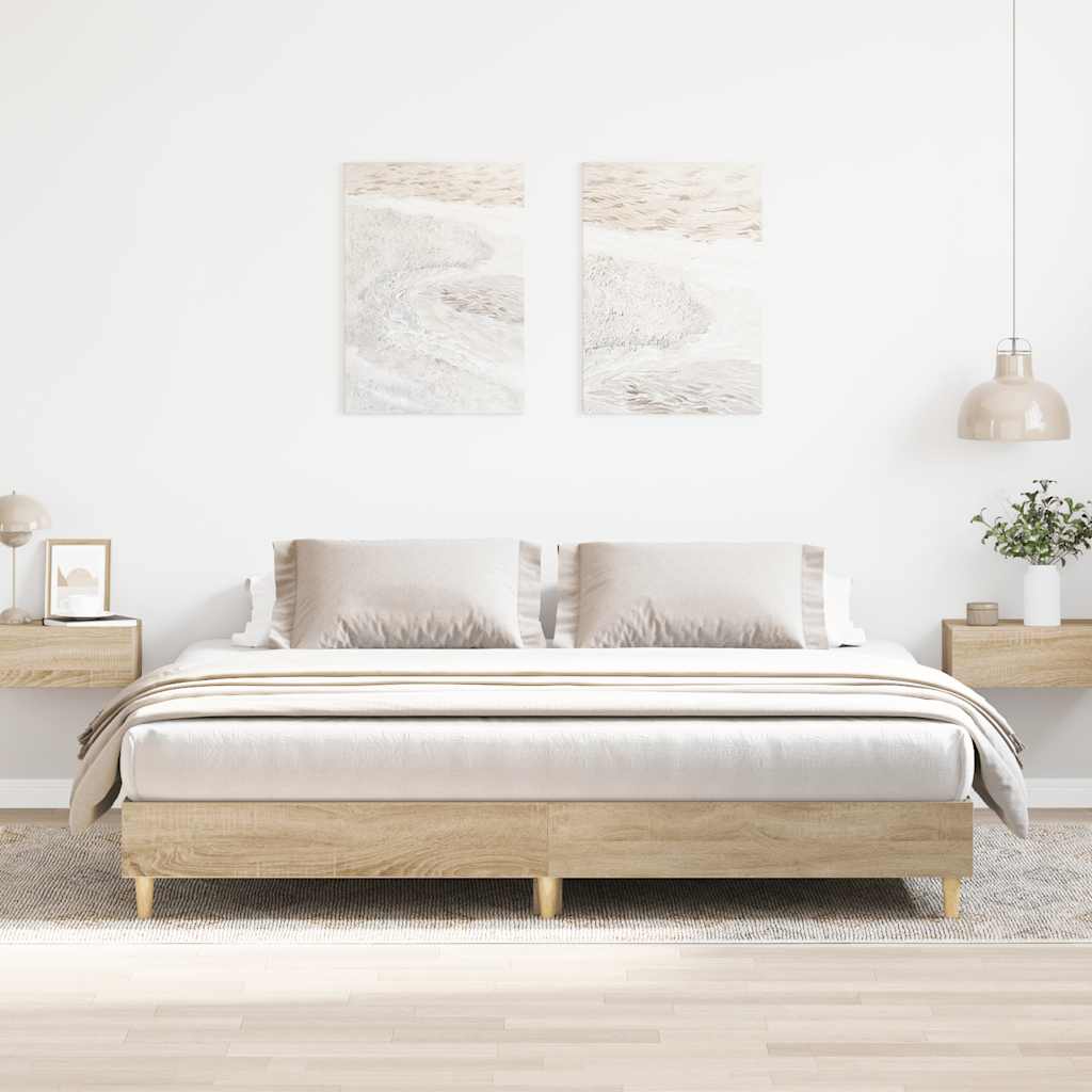 Bed Frame | Sonoma oak | Engineered wood | Double | Durable | Bed Frame
