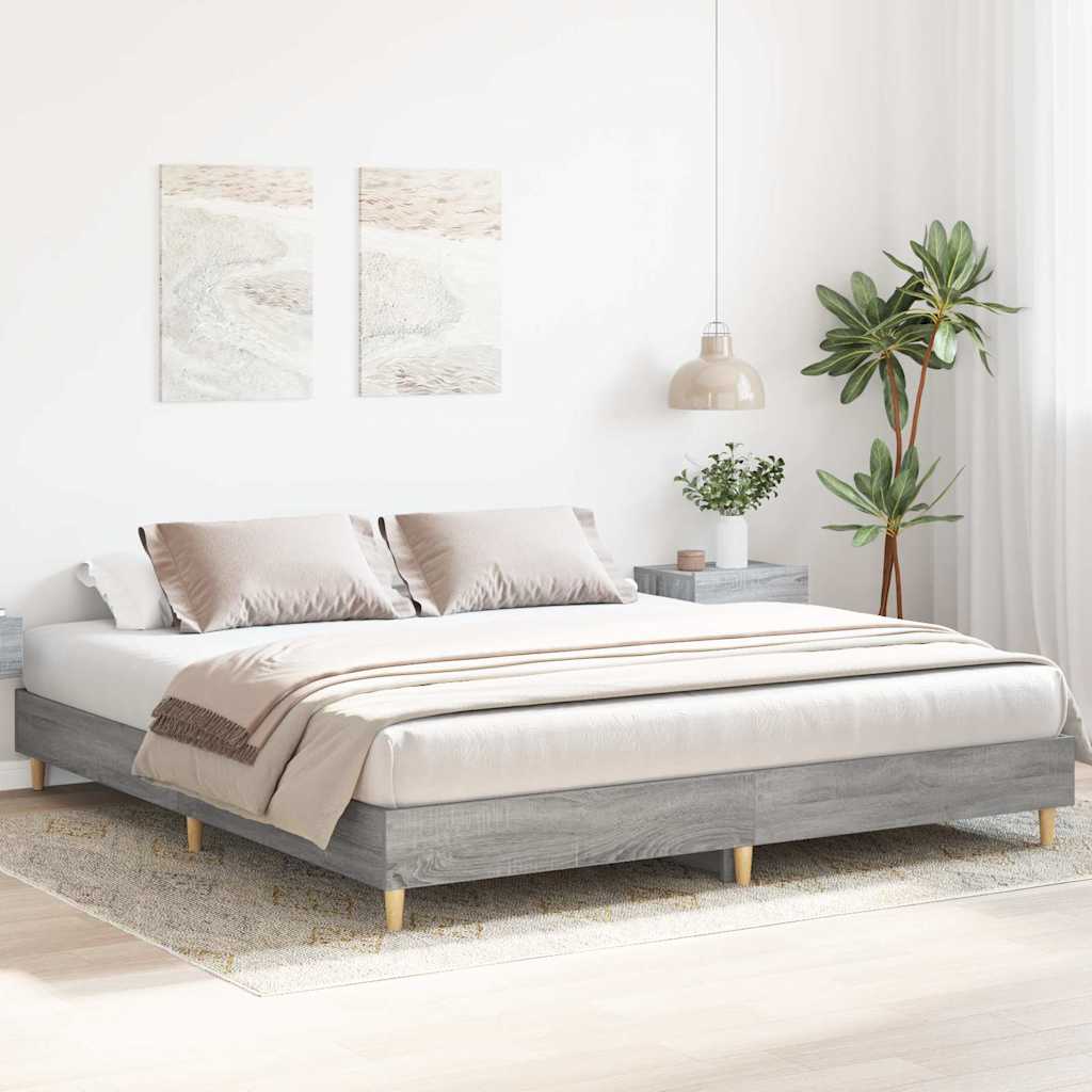 Bed Frame without Mattress Grey Sonoma 160x200 cm