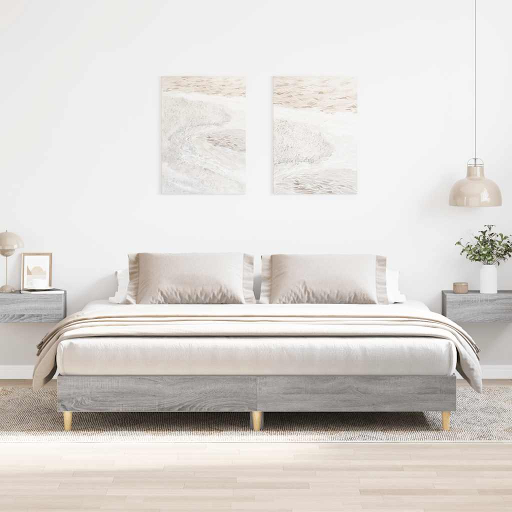 Bed Frame without Mattress Grey Sonoma 160x200 cm