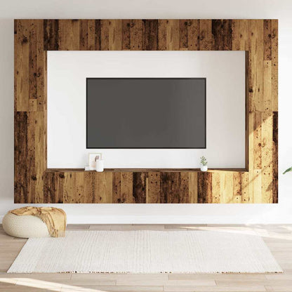 8 Piece Wall-mounted TV Cabinet Set Old Wood Engineered Wood