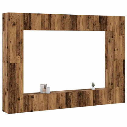 8 Piece Wall-mounted TV Cabinet Set Old Wood Engineered Wood
