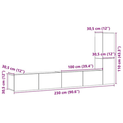 3 Piece Wall-mounted TV Cabinet Set Old Wood Engineered Wood