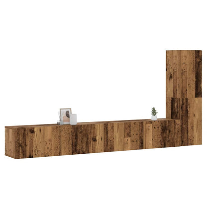 3 Piece Wall-mounted TV Cabinet Set Old Wood Engineered Wood