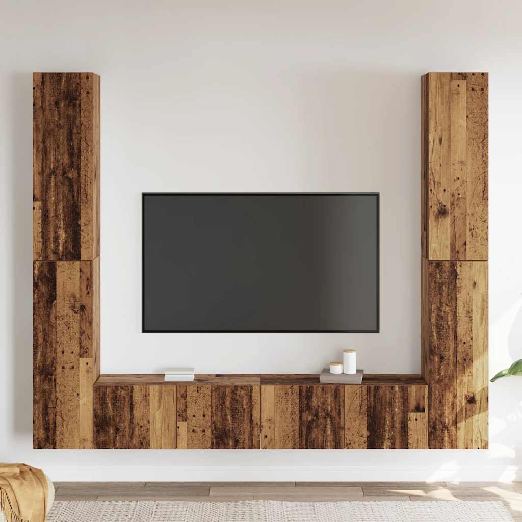 Wall Mounted TV cabinets 6 pcs Old Wood Engineered Wood
