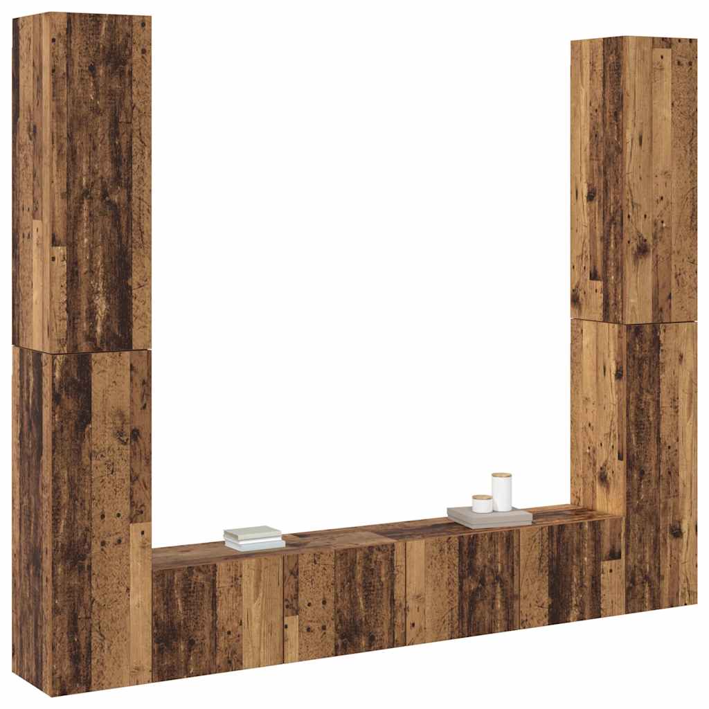 Wall Mounted TV cabinets 6 pcs Old Wood Engineered Wood