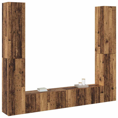 6 Piece Wall-mounted TV Cabinet Set Old Wood Engineered Wood