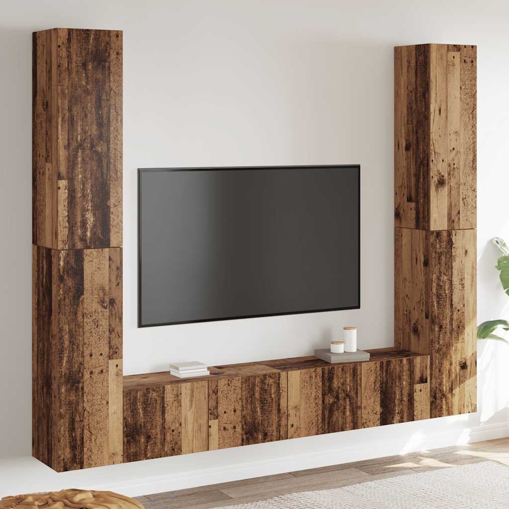 Wall Mounted TV cabinets 6 pcs Old Wood Engineered Wood