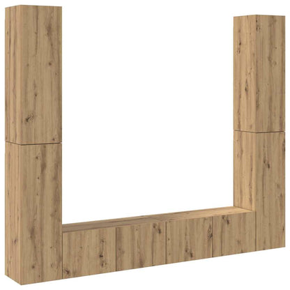 6 Piece Wall-mounted TV Cabinet Set Artisan Oak Engineered Wood