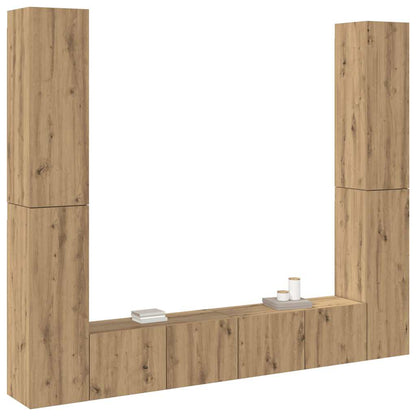 6 Piece Wall-mounted TV Cabinet Set Artisan Oak Engineered Wood