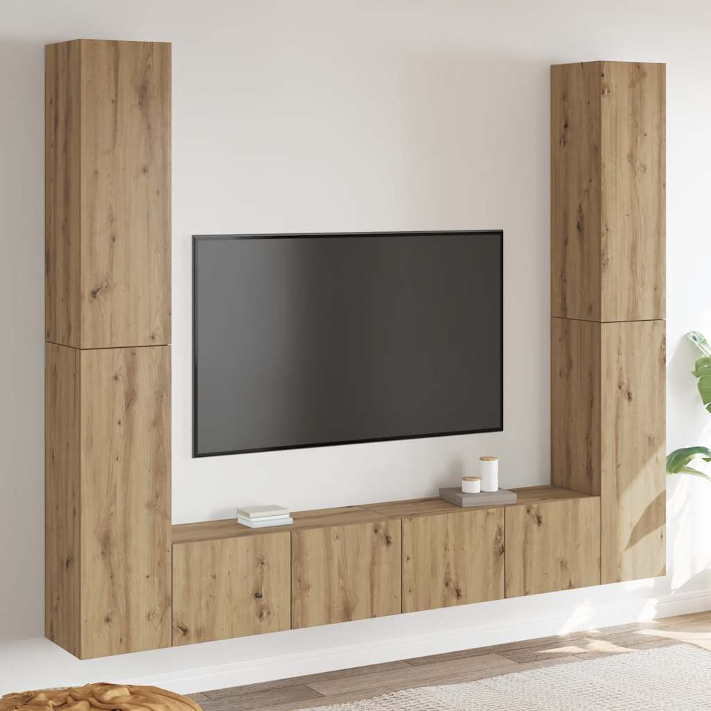 Wall Mounted TV cabinets 6 pcs Artisan Oak Engineered Wood