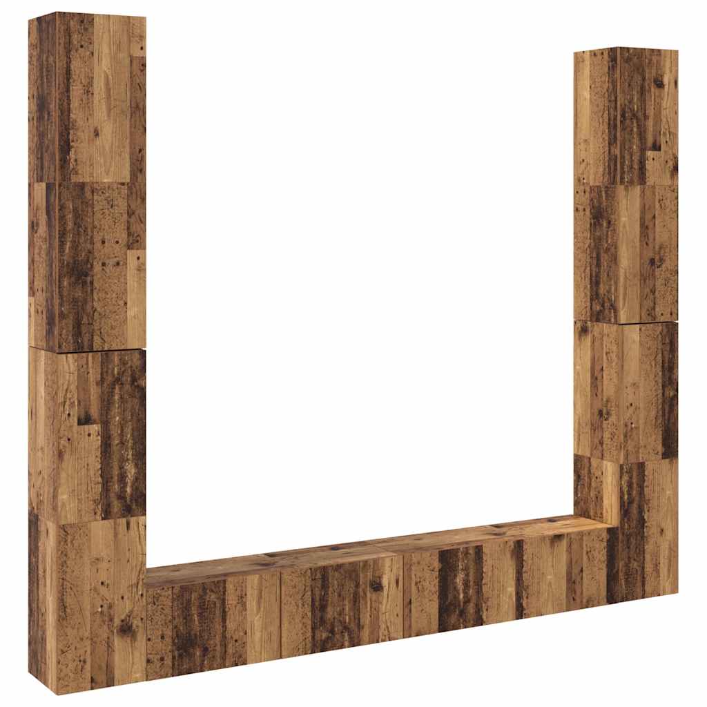 6 Piece Wall-mounted TV Cabinet Set Old Wood Engineered Wood