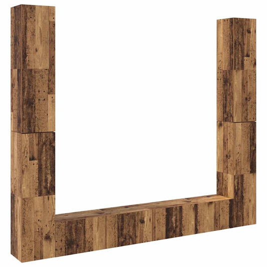 6 Piece Wall-mounted TV Cabinet Set Old Wood Engineered Wood