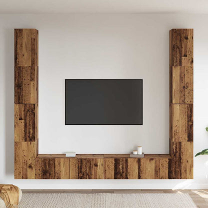 6 Piece Wall-mounted TV Cabinet Set Old Wood Engineered Wood
