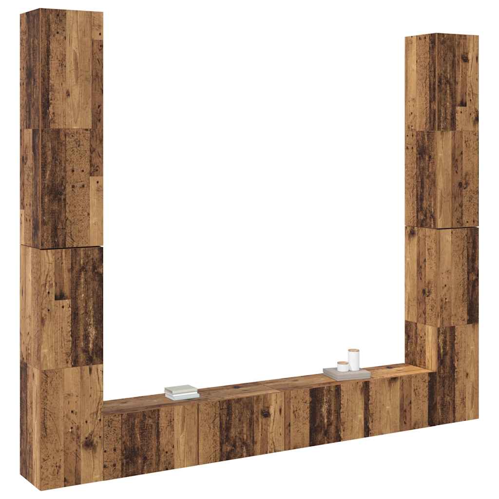 6 Piece Wall-mounted TV Cabinet Set Old Wood Engineered Wood