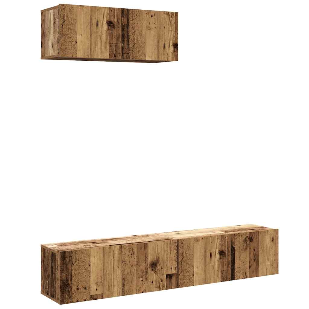 3 Piece TV Cabinet Set Wall-mounted Old Wood Engineered Wood