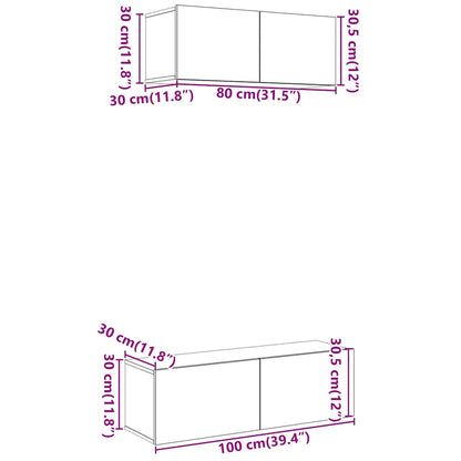 2 Piece TV Cabinet Set Wall-mounted Artisan Oak Engineered Wood