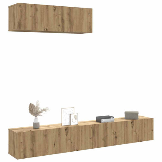 3 Piece Wall-mounted TV Cabinet Set Artisan Oak 100x30x30 cm