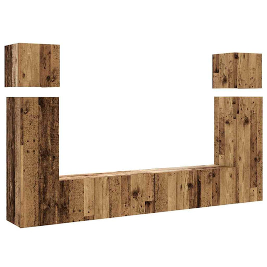 8 Piece TV Cabinet Set Wall-mounted Old Wood Engineered Wood
