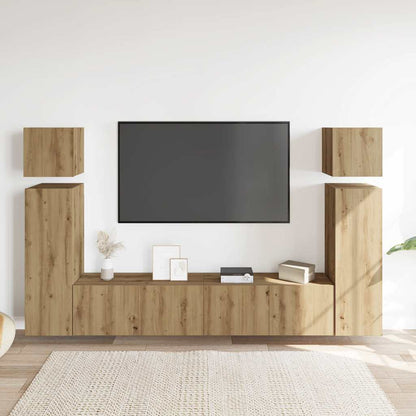 8 Piece TV Cabinet Set Wall-mounted Artisan Oak Engineered Wood