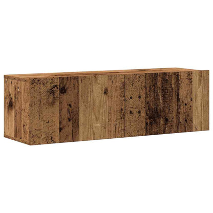 4 Piece TV Cabinet Set Wall-mounted Old Wood Engineered Wood