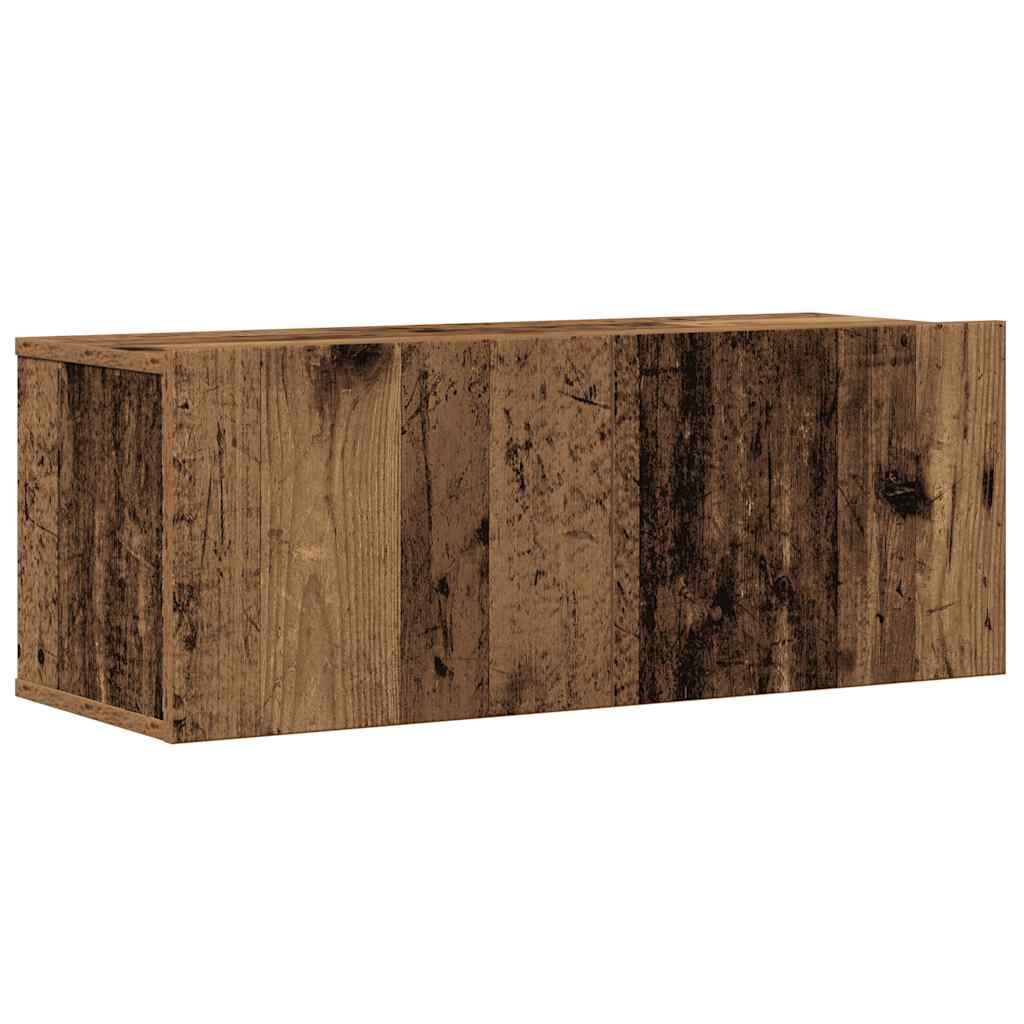 4 Piece TV Cabinet Set Wall-mounted Old Wood Engineered Wood