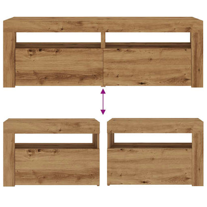 Bedside Cabinets 2 pcs with LEDs Artisan Oak 60x35x40 cm