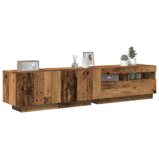 TV Cabinet with LED Lights Old Wood 180x35x40cm Engineered Wood