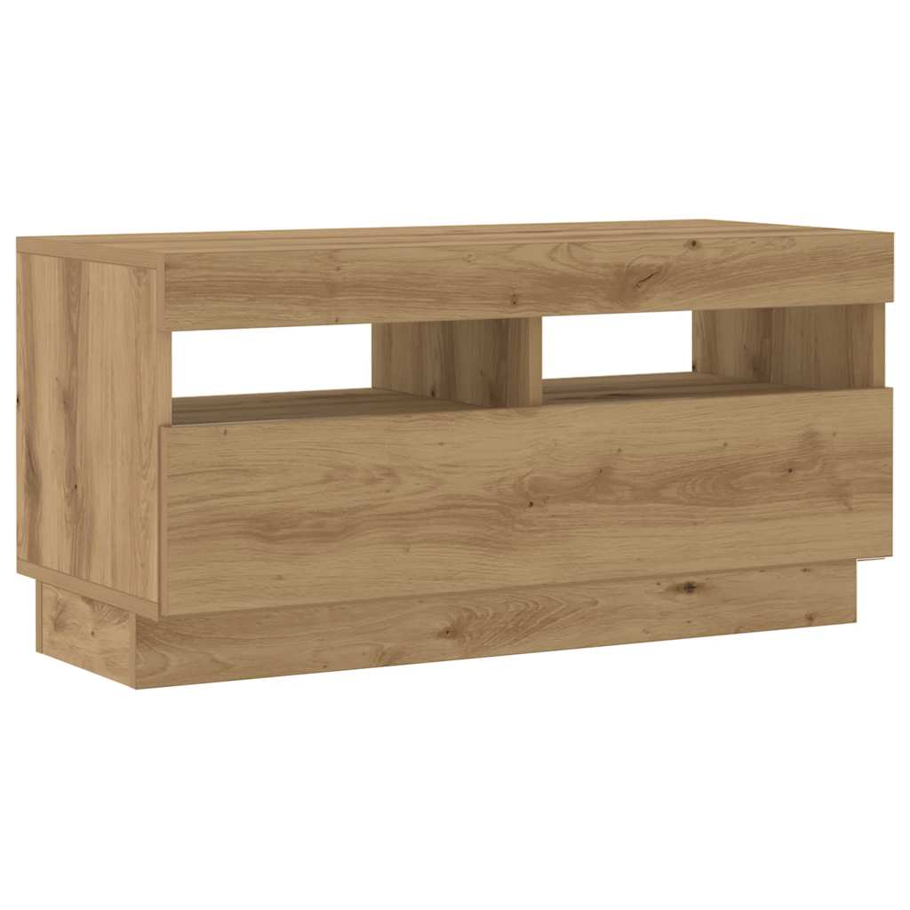 TV Cabinet with LED Lights Artisan Oak 180x35x40 cm Engineered Wood