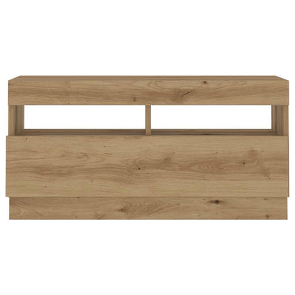 TV Cabinet with LED Lights Artisan Oak 180x35x40 cm Engineered Wood