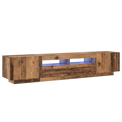 TV Cabinet with LED Lights Old Wood 200x35x40 cm Engineered Wood